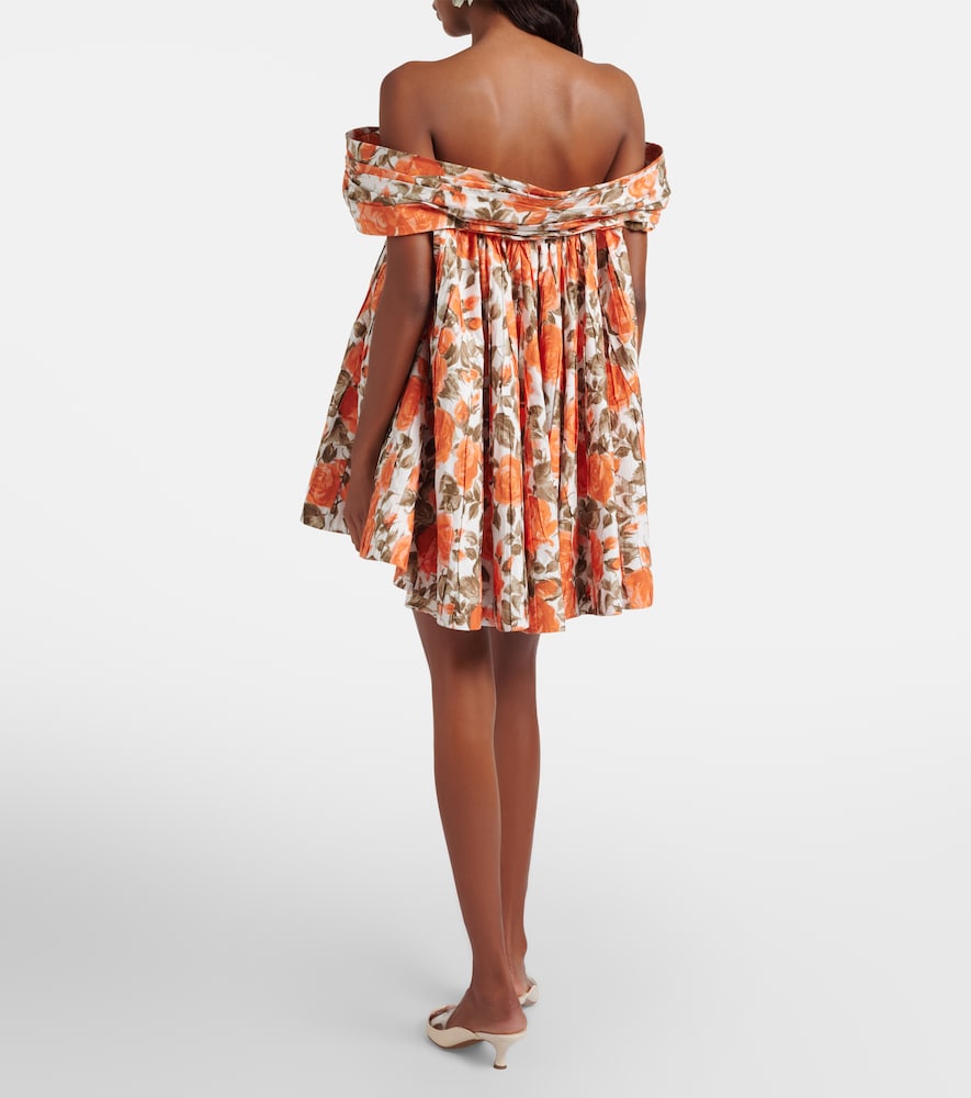  Chloe Chloe Floral Pleated Cotton Poplin Minidress 