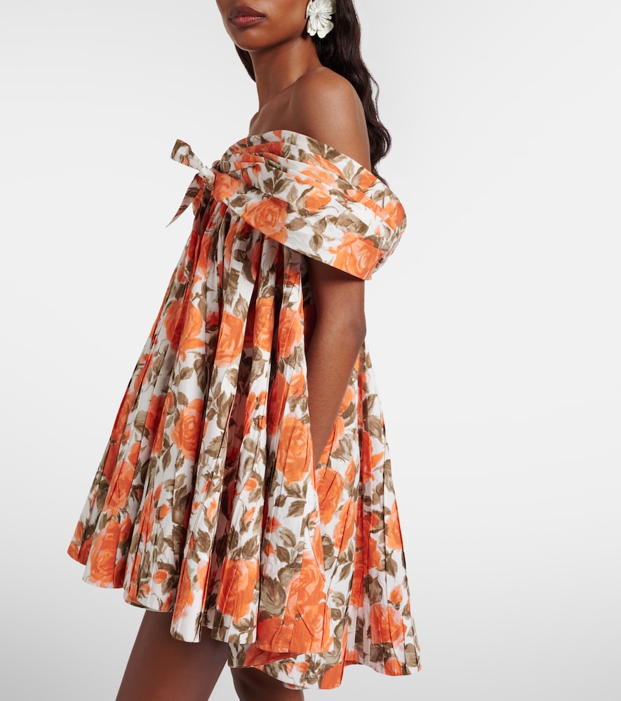  Chloe Chloe Floral Pleated Cotton Poplin Minidress 