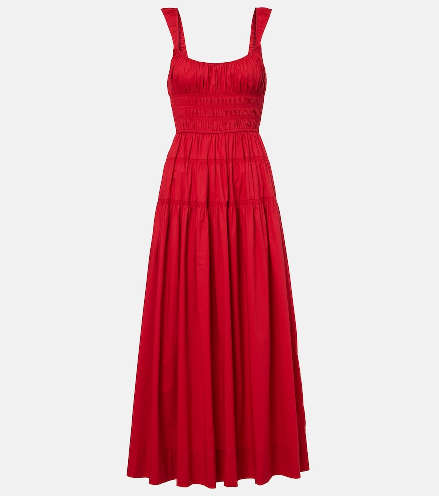 Dôen Clover Shirred Cotton Poplin Maxi Dress