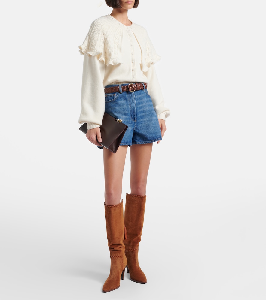 Zaira Leather-Trimmed Suede Knee-High Boots
