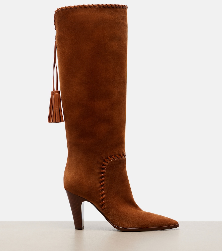 Zaira Leather-Trimmed Suede Knee-High Boots