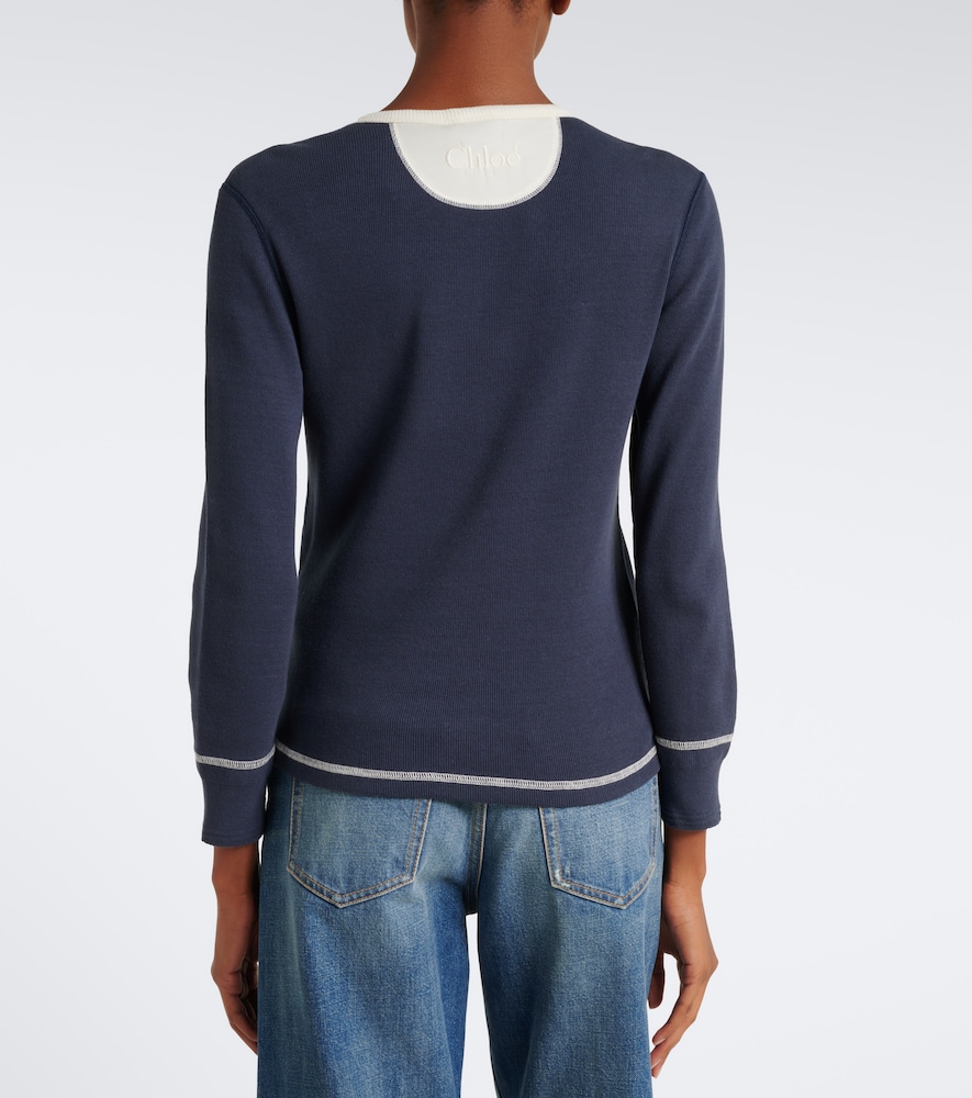 Chloé Ribbed-Knit Cotton Jersey Henley Shirt