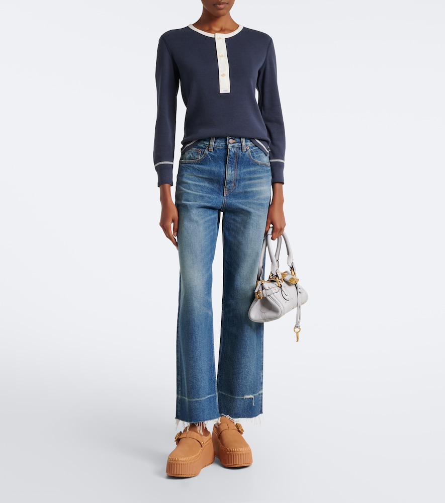 Chloé Ribbed-Knit Cotton Jersey Henley Shirt
