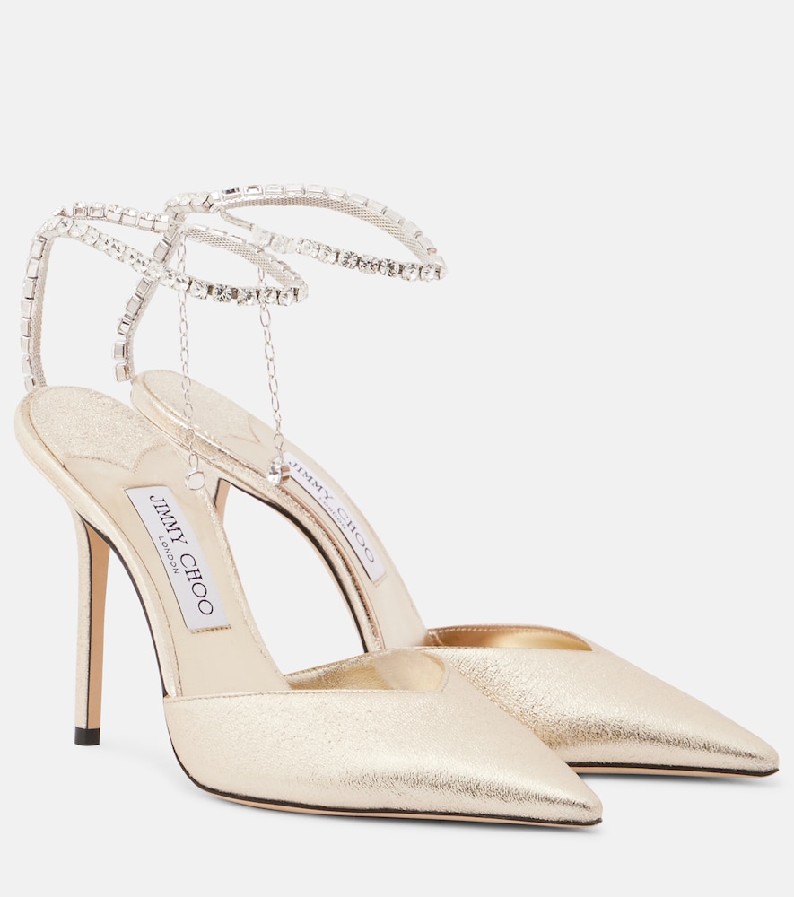 Jimmy Choo Women's Gold Saeda Embellished Pumps UK Size 7 - Mytheresa