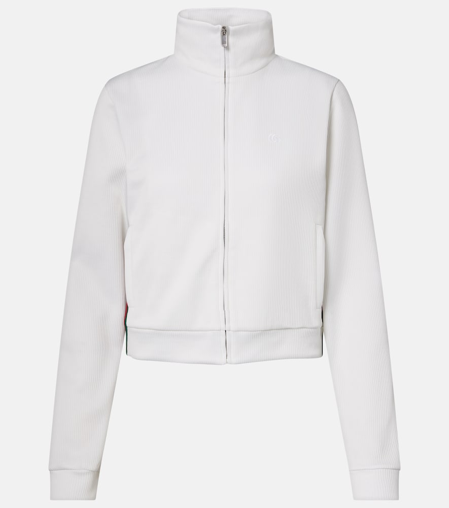 Felpa cropped in maglia a coste