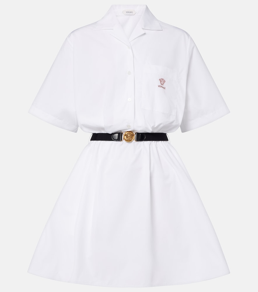Versace Belted cotton poplin minidress