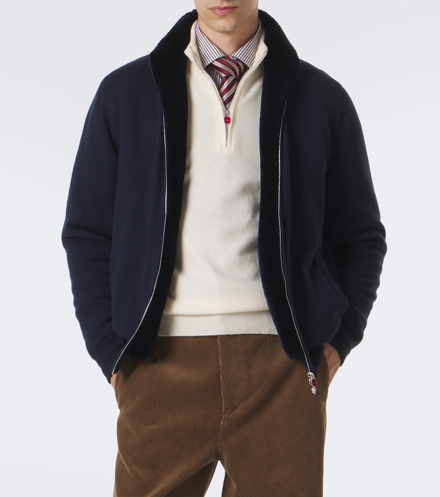 Shearling-Lined Cashmere Cardigan