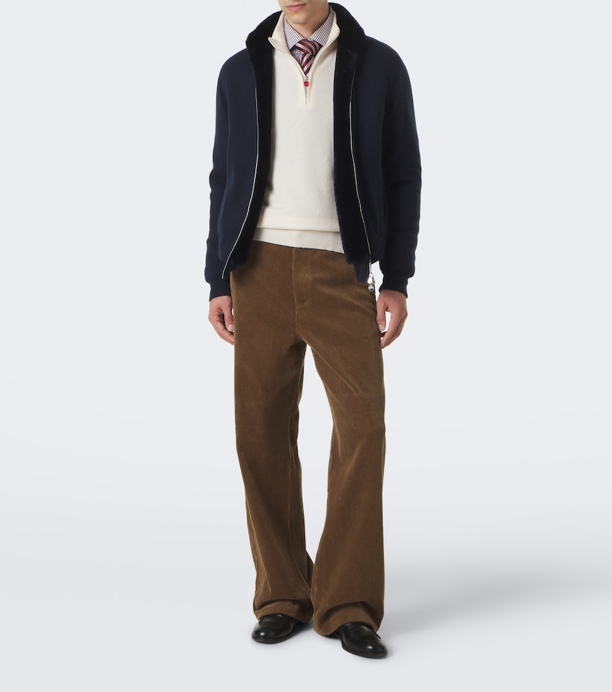 Shearling-Lined Cashmere Cardigan