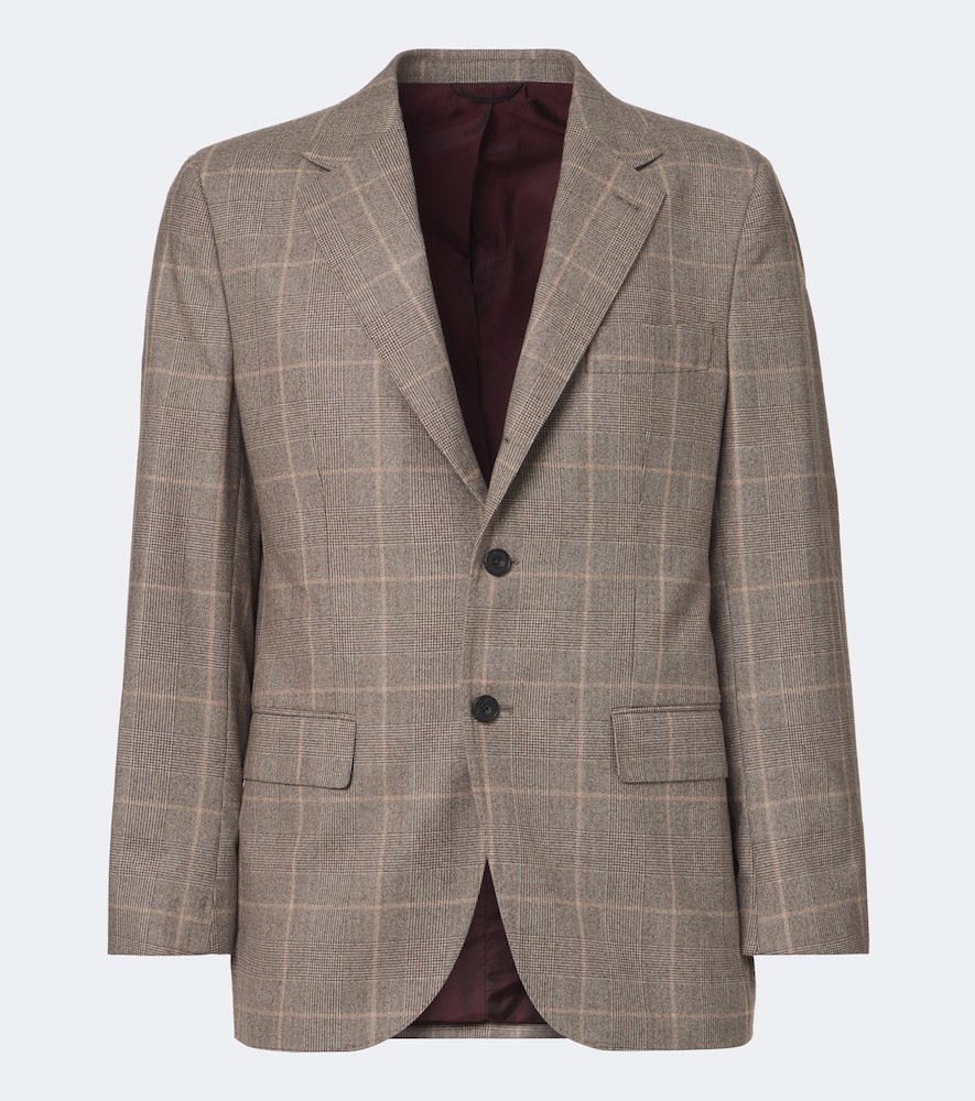 Rubinacci Checked Virgin Wool Blazer In Brown