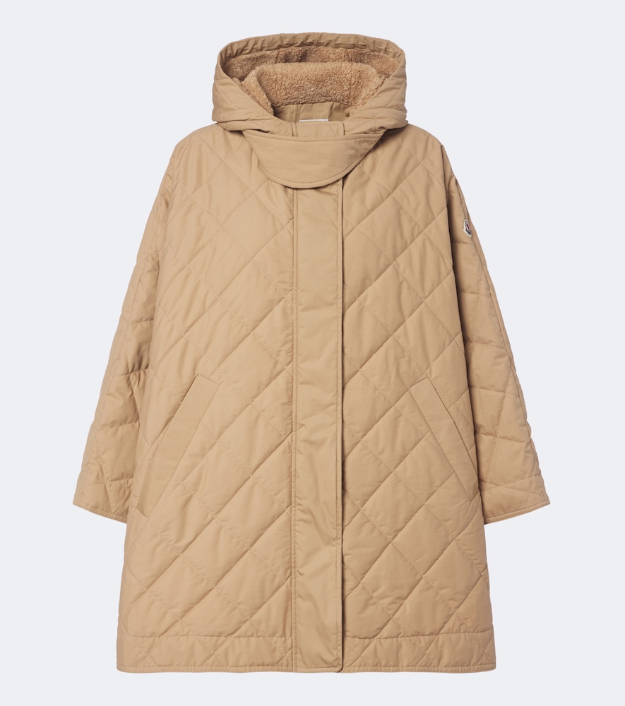 MONCLER Moncler Hooded quilted cotton-blend cape