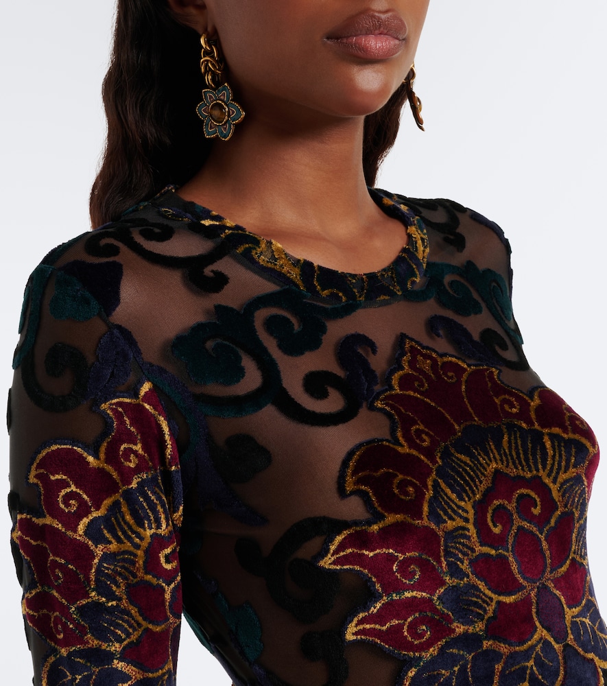 Devoré Floral Sheer Top