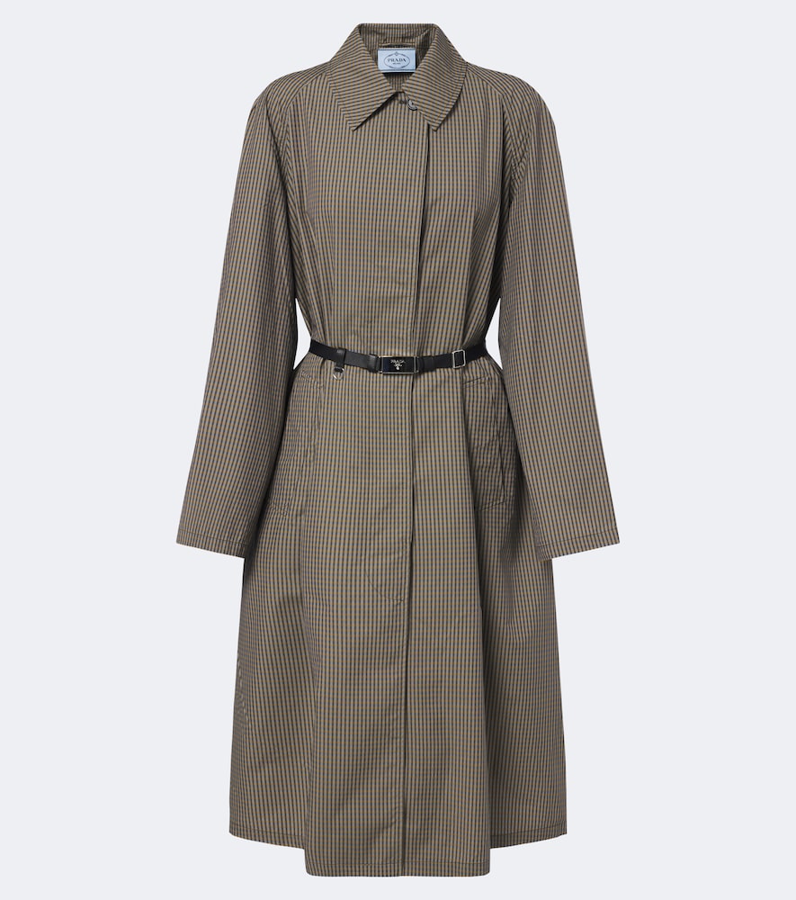 Prada Checked technical trench coat, Multicoloured