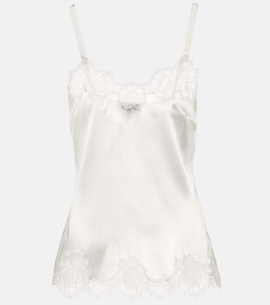 Lace-trimmed satin camisole