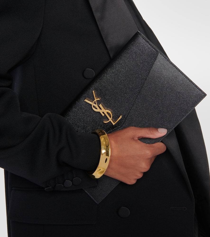 Saint Laurent Uptown Leather Clutch In Black