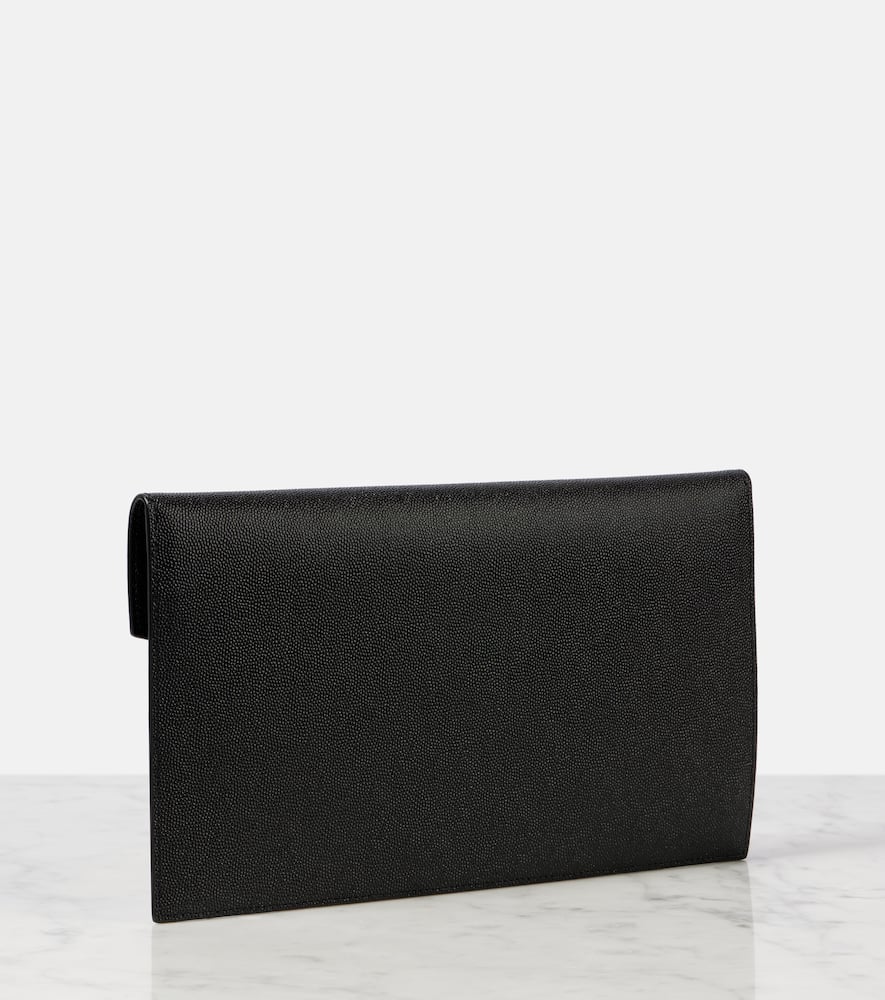 Shop Saint Laurent Uptown Leather Clutch In Black