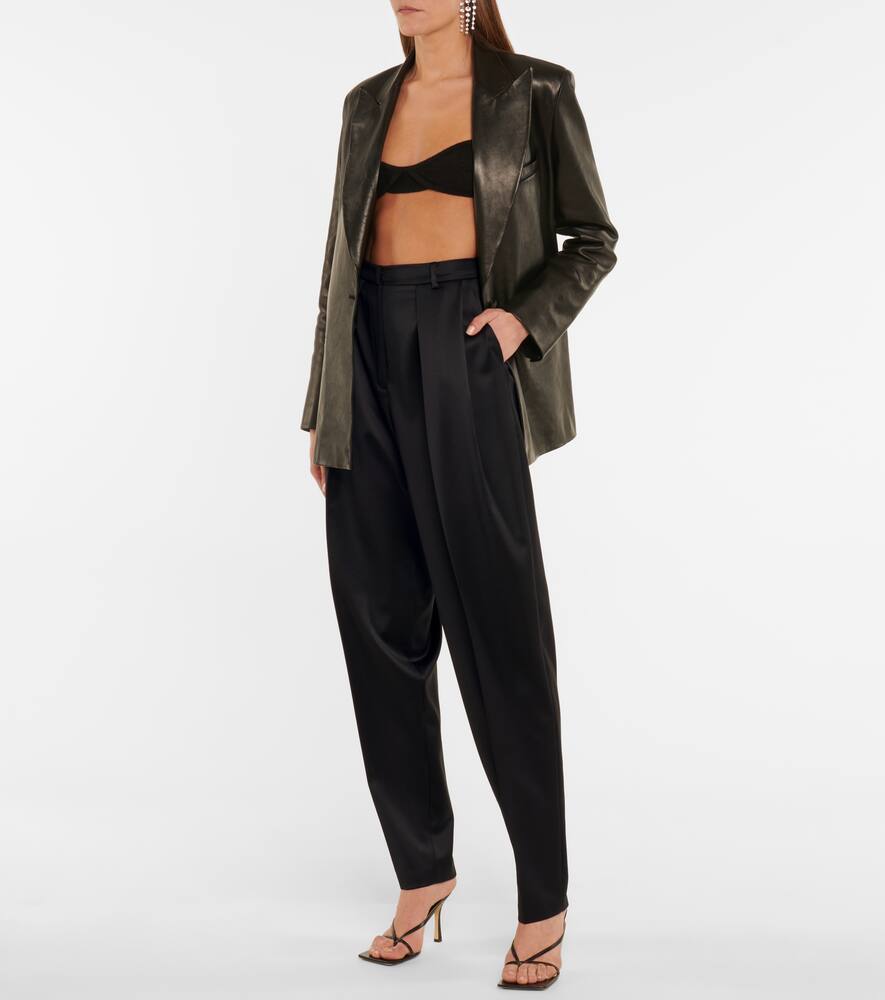 Shop Magda Butrym High-rise Tapered Wool Pants In Black