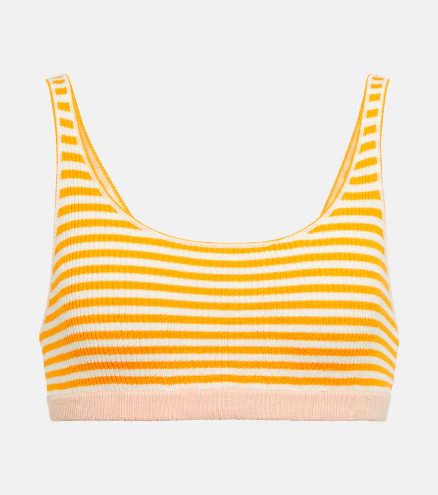 The Upside Norfolk Rory Striped Organic-cotton Blend Bra In Stripe White Sun