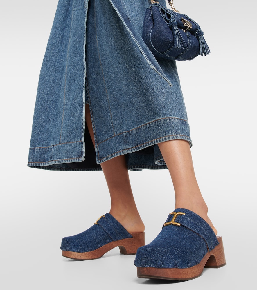 Shop Chloé Marcie Denim Clogs In Blue