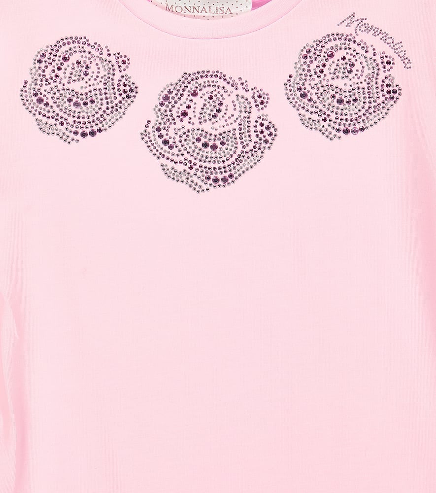 Monnalisa Printed Cotton-blend Jersey T-shirt In Rosa Fairytale