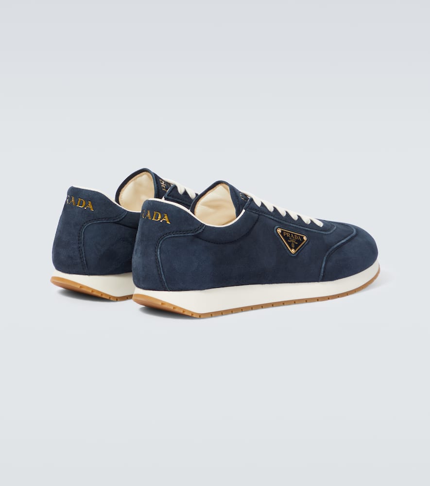 Prada Sneaker Aus Drillich Und Wildleder In Blue