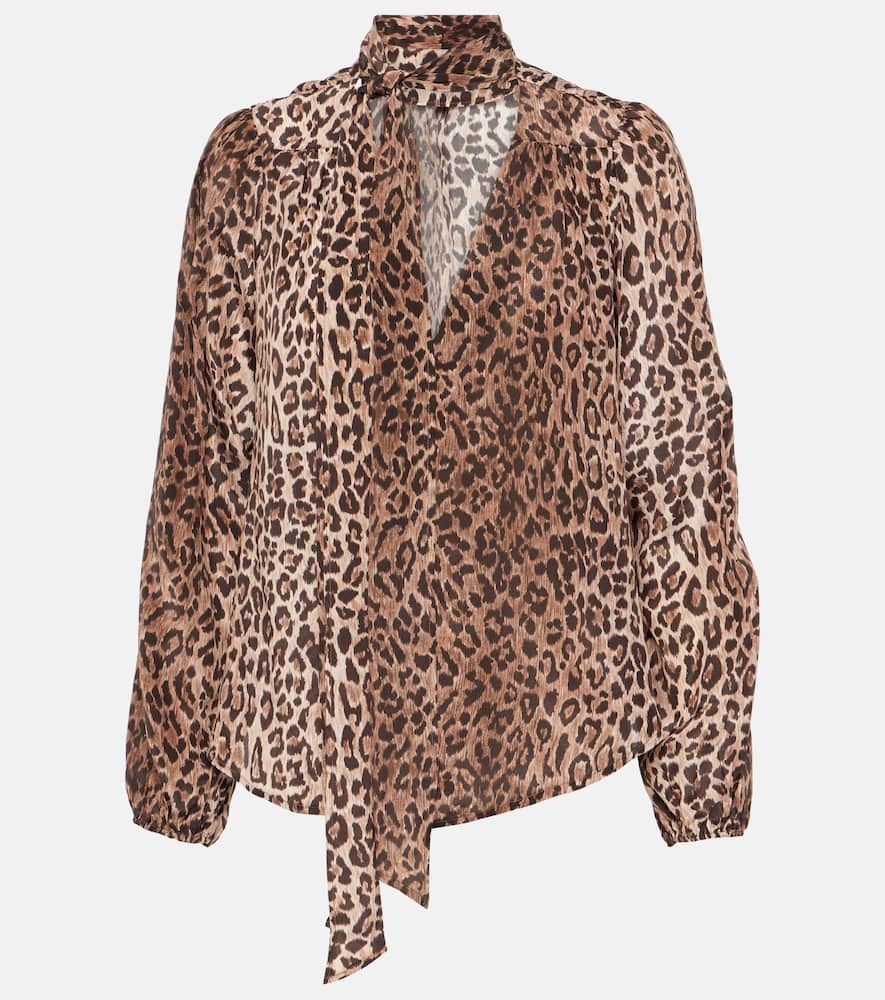 Moss leopard-print silk blouse