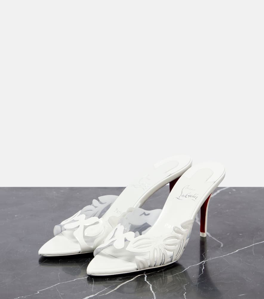 CHRISTIAN LOUBOUTIN APOSTROPHA 80 PVC AND LEATHER MULES