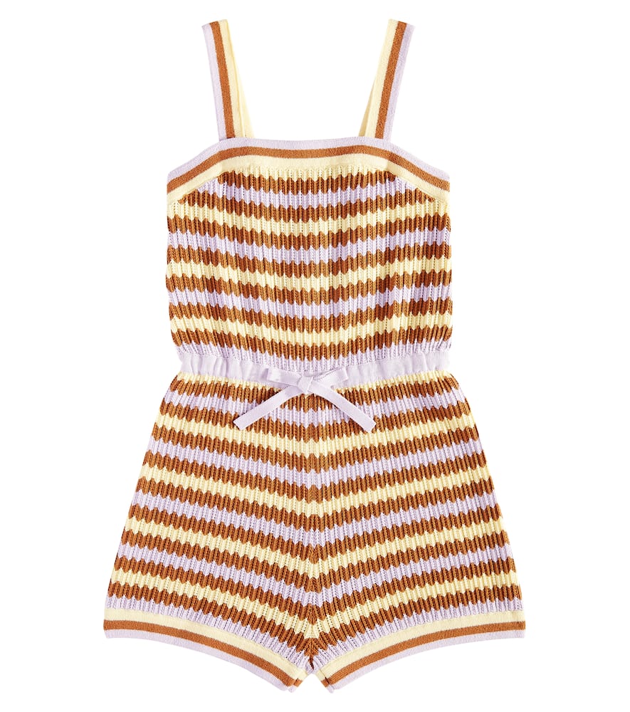 Zimmermann Kids Pop knitted striped cotton playsuit
