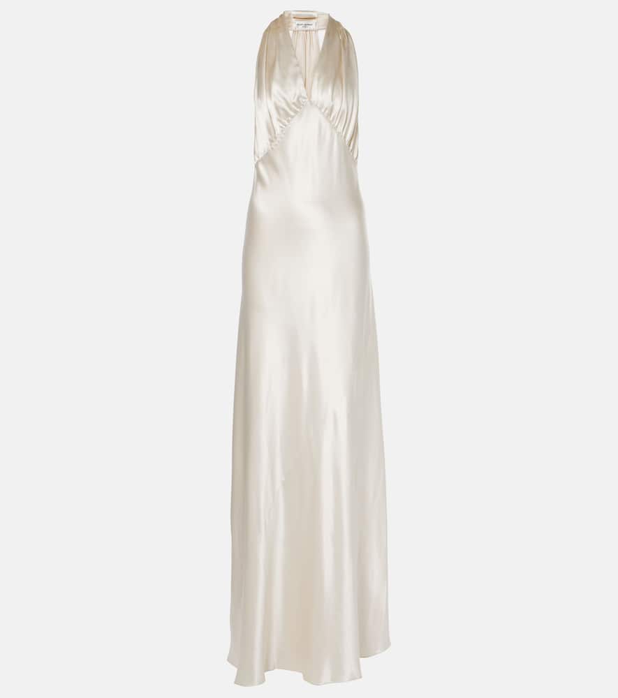 Halterneck satin gown