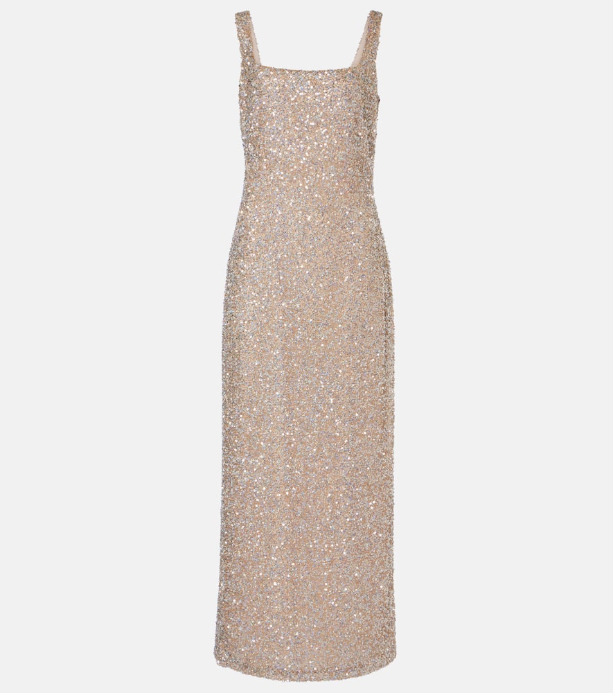 Costarellos Sequinned Harper Gown In Gold