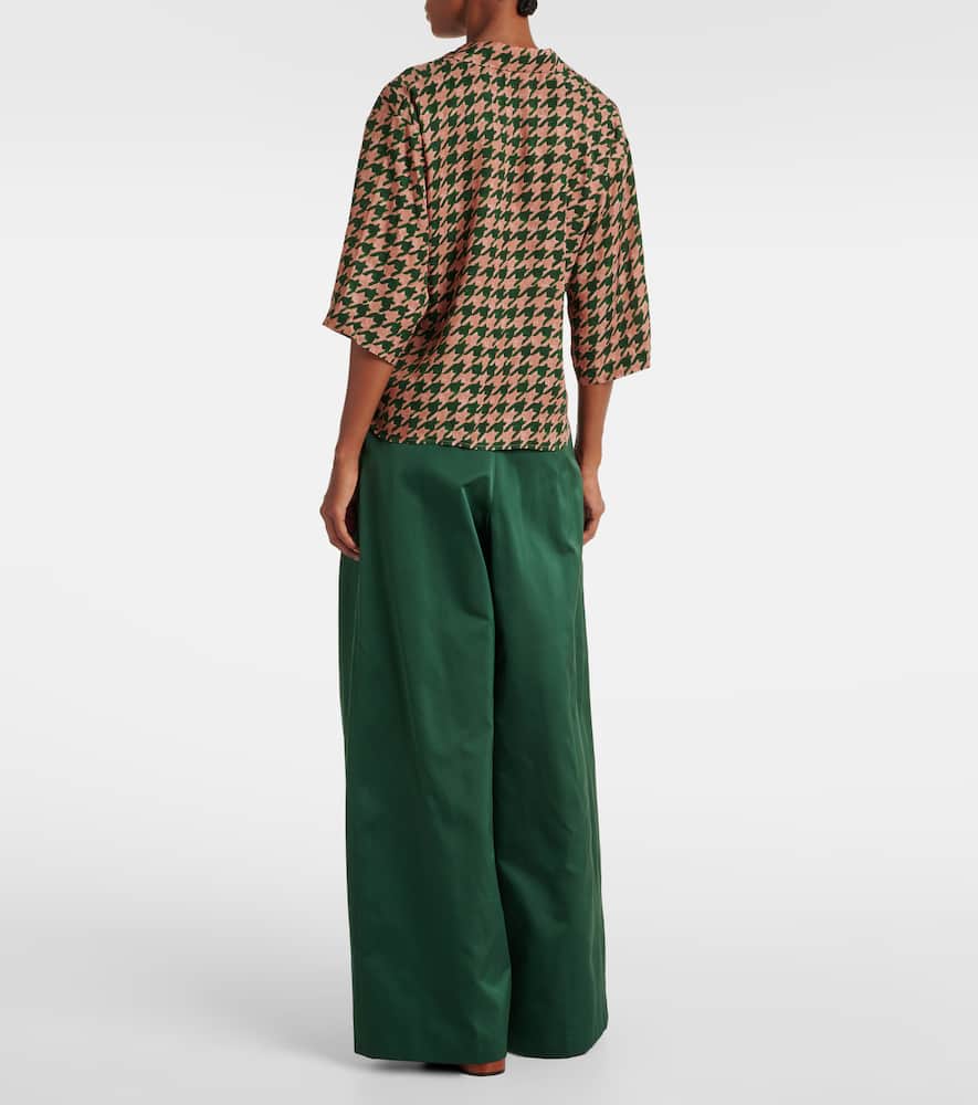 Dries Van Noten Womens Green Cala Abstract-pattern Relaxed-fit Woven Shirt In Pink