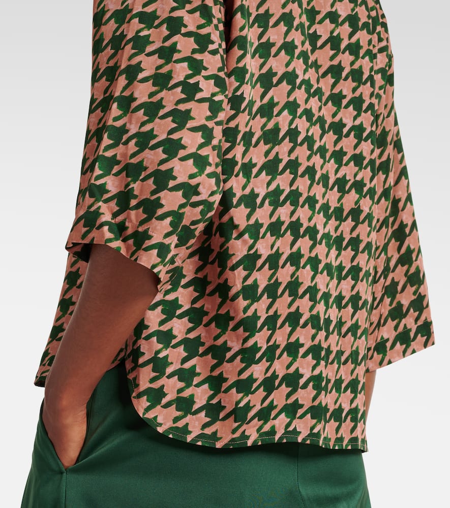 Dries Van Noten Womens Green Cala Abstract-pattern Relaxed-fit Woven Shirt In Pink