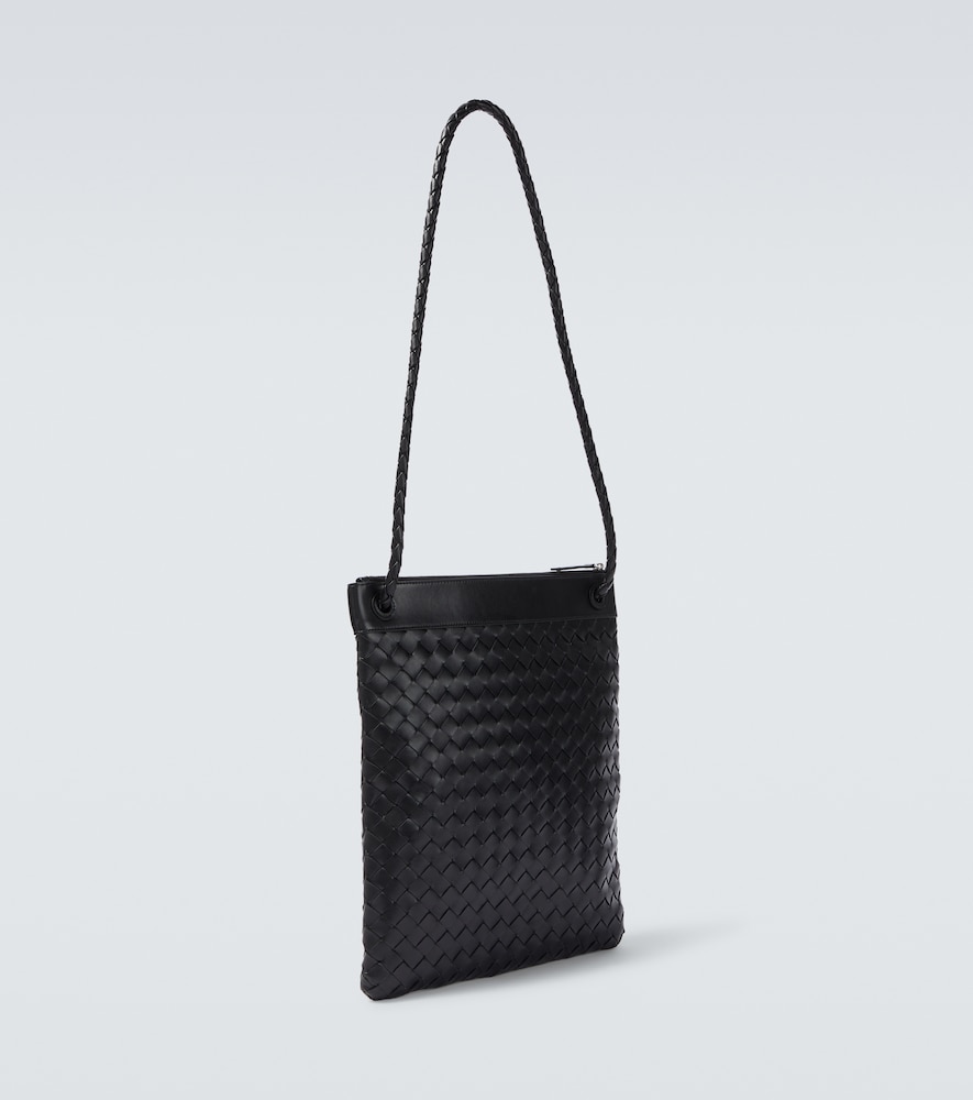 Flat Andiamo Intrecciato Leather Messenger Bag