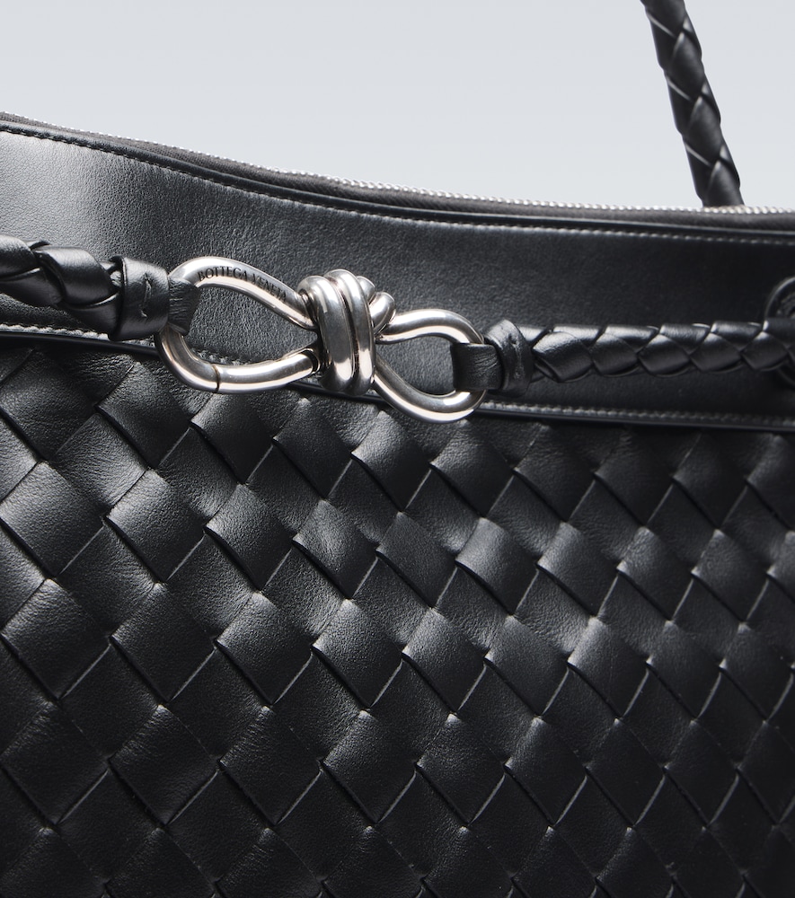 Flat Andiamo Intrecciato Leather Messenger Bag