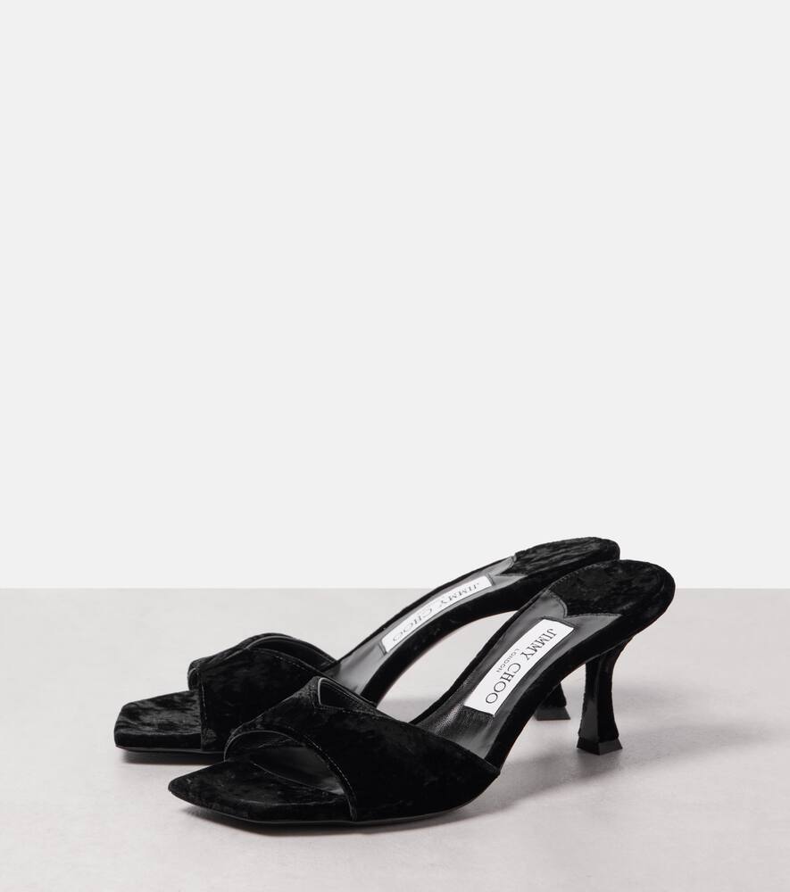 Jimmy Choo Skye 70 Velvet Mules In Black