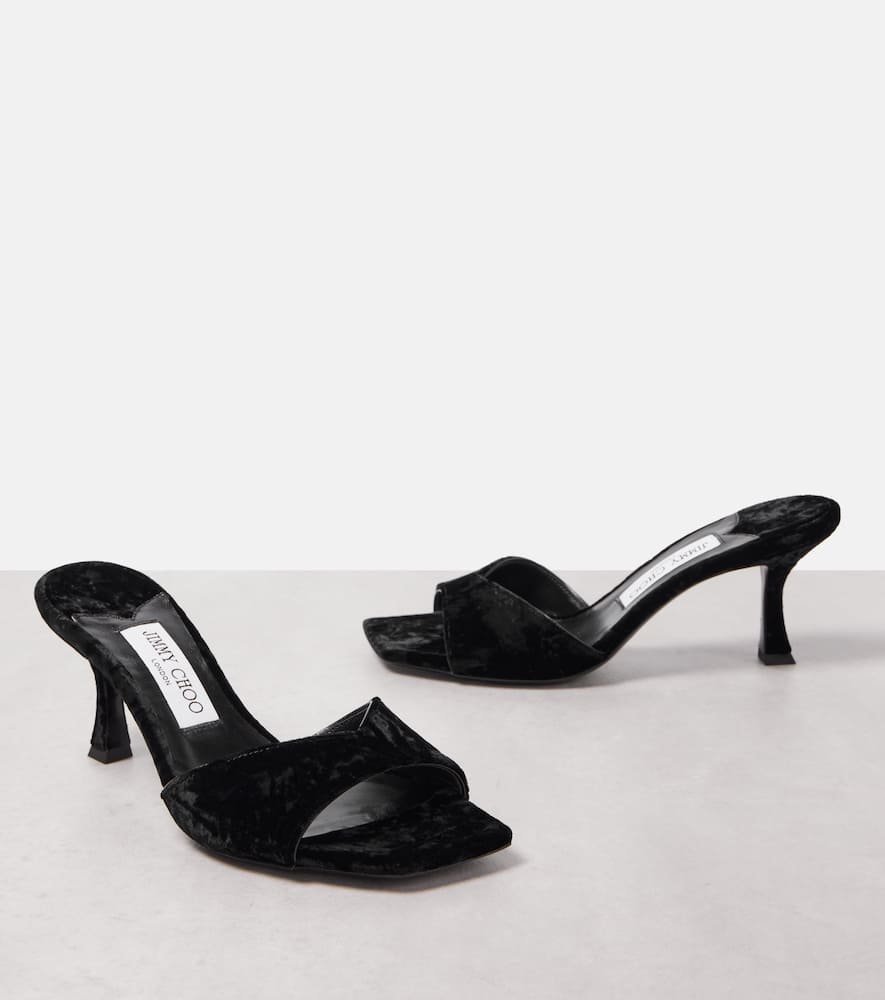 Jimmy Choo Skye 70 Velvet Mules In Black