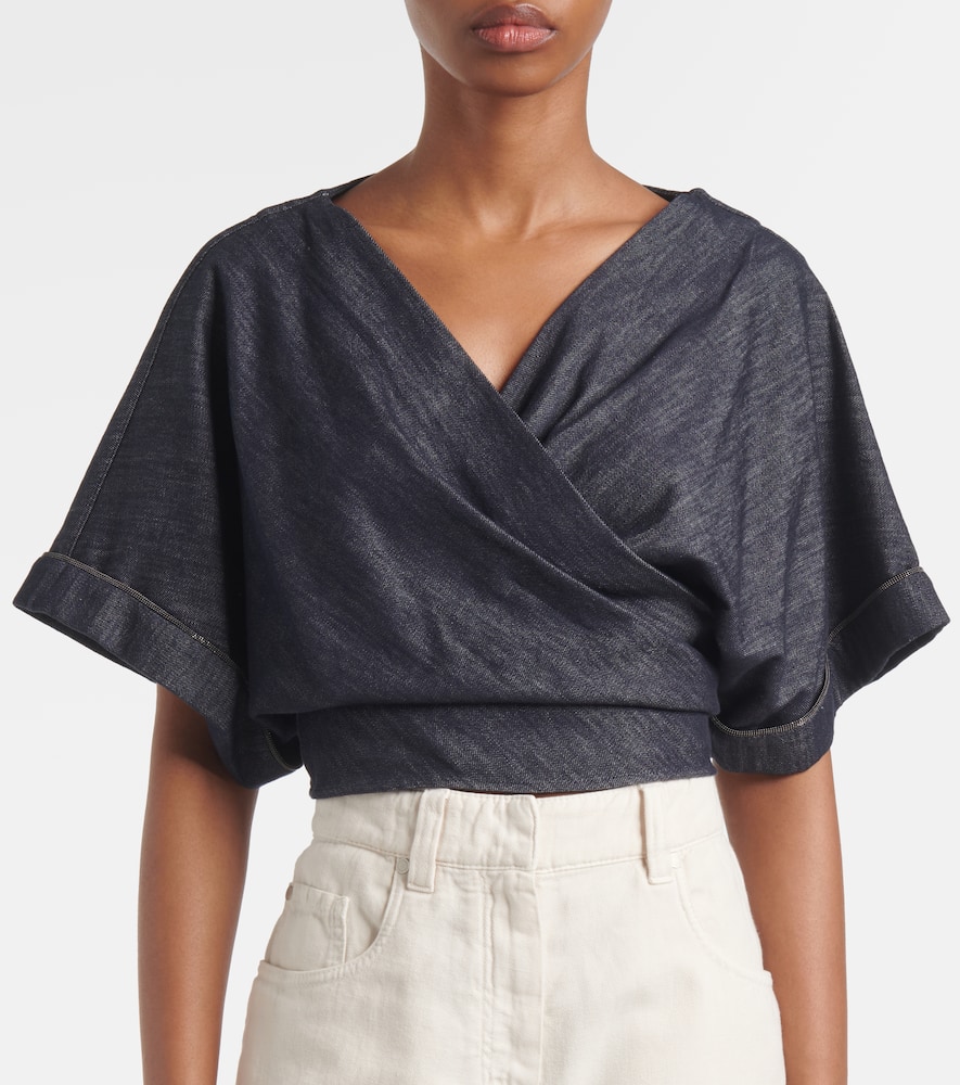 Brunello Cucinelli Top Aus Denim In Blau