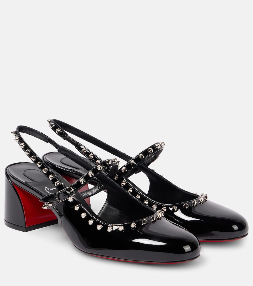 Christian Louboutin Janispikes 55 Mary-jane Slingback Pumps In Schwarz