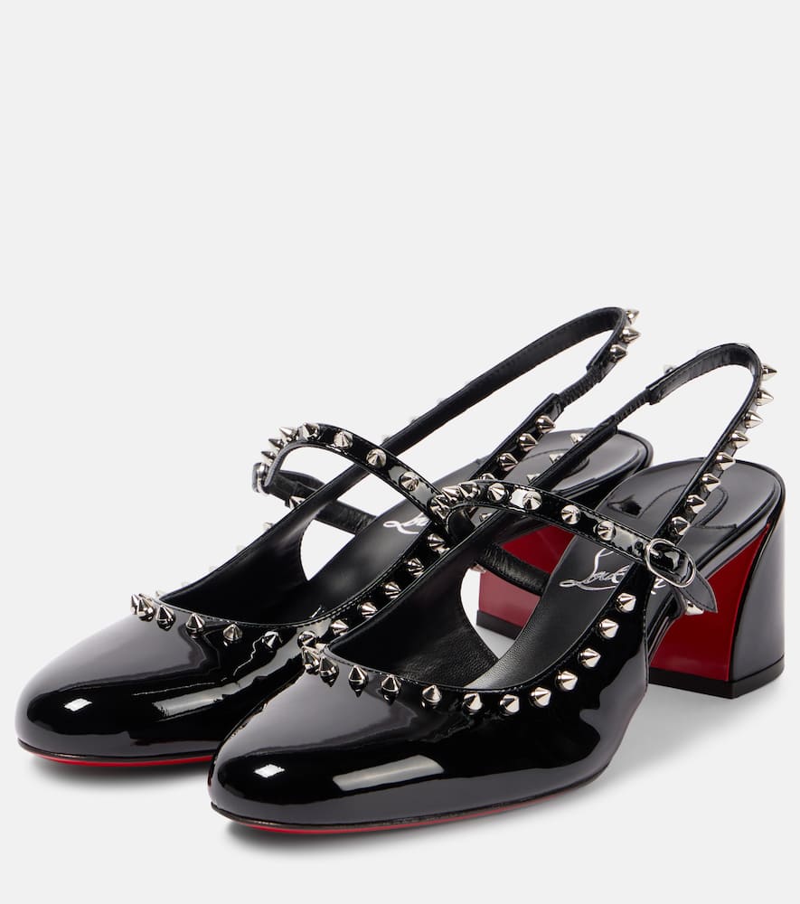 Christian Louboutin Janispikes 55 Mary-jane Slingback Pumps In Schwarz