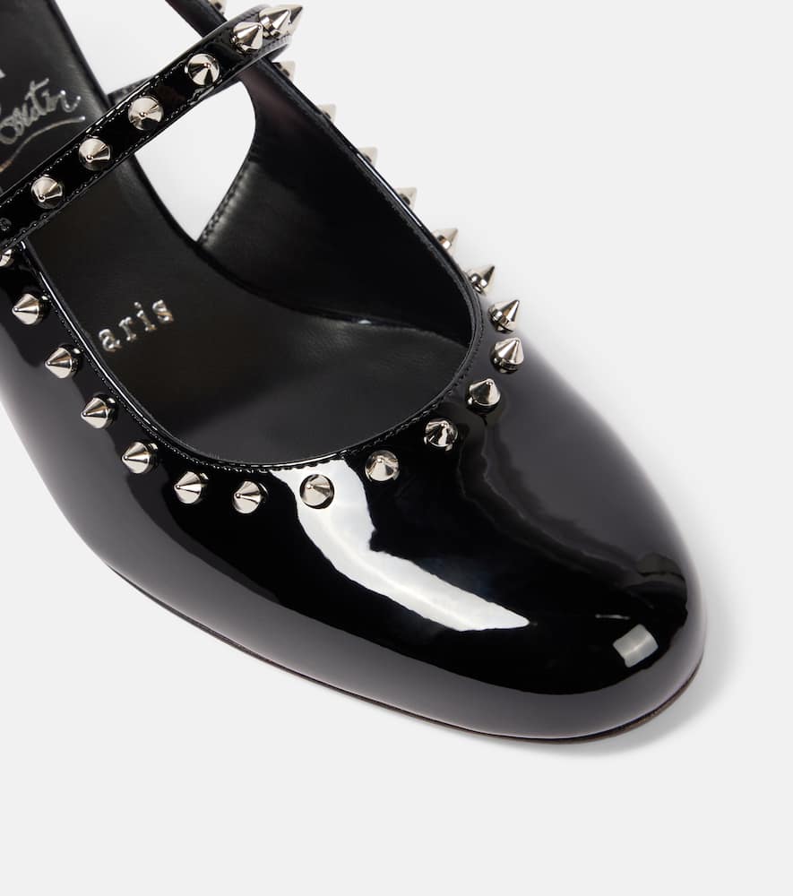 Christian Louboutin Janispikes 55 Mary-jane Slingback Pumps In Schwarz