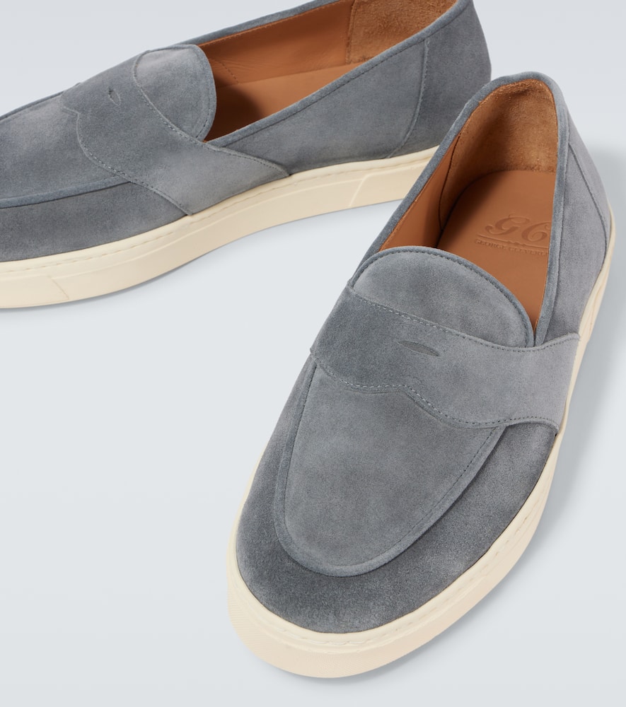 George Cleverley Joey Ii Suede Loafers In Blue