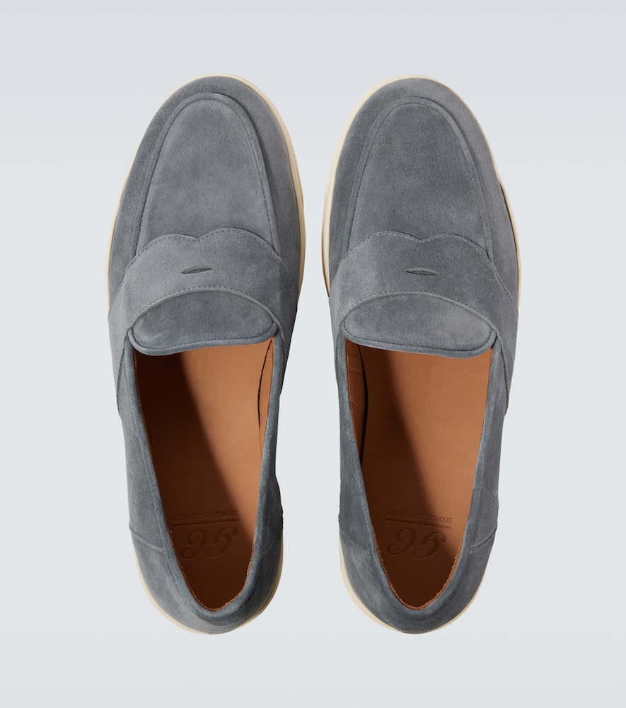 George Cleverley Joey Ii Suede Loafers In Blue