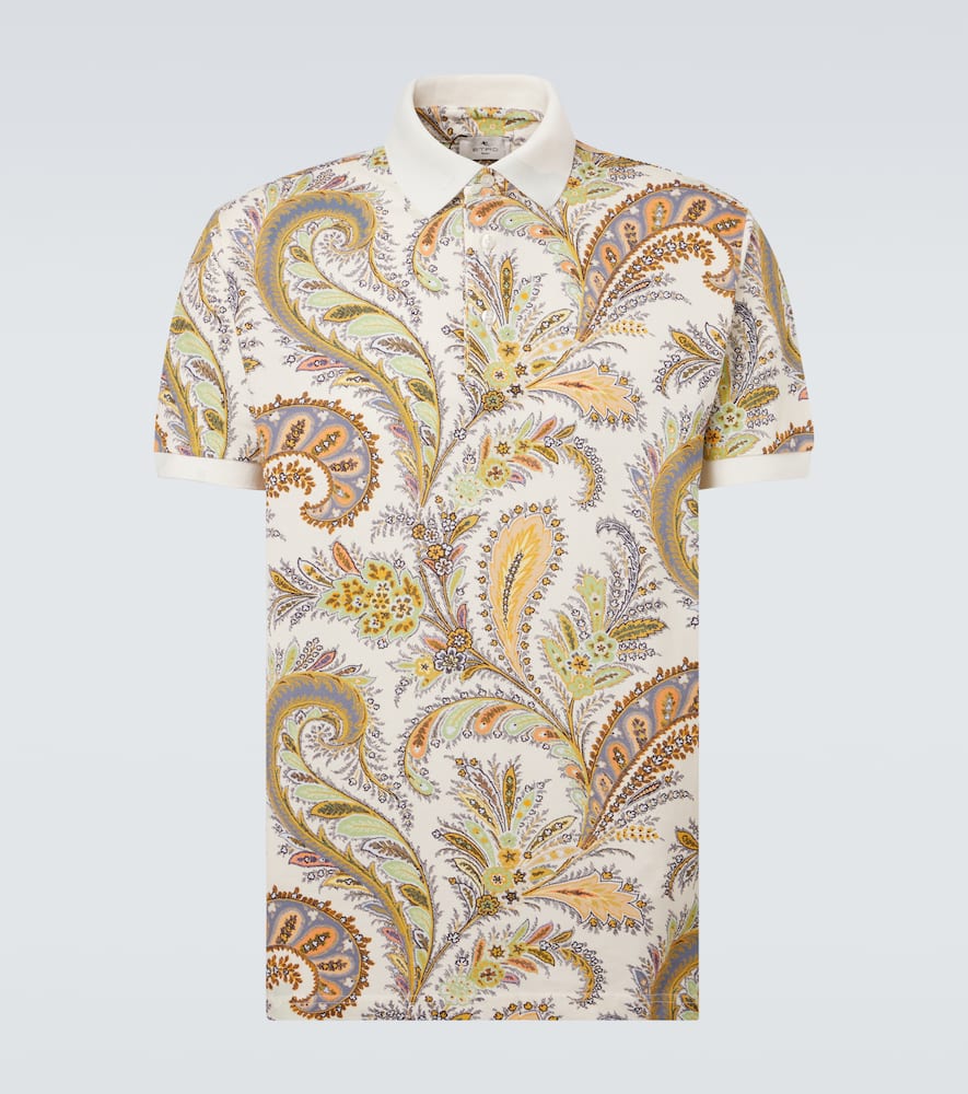 Paisley cotton piqué polo shirt