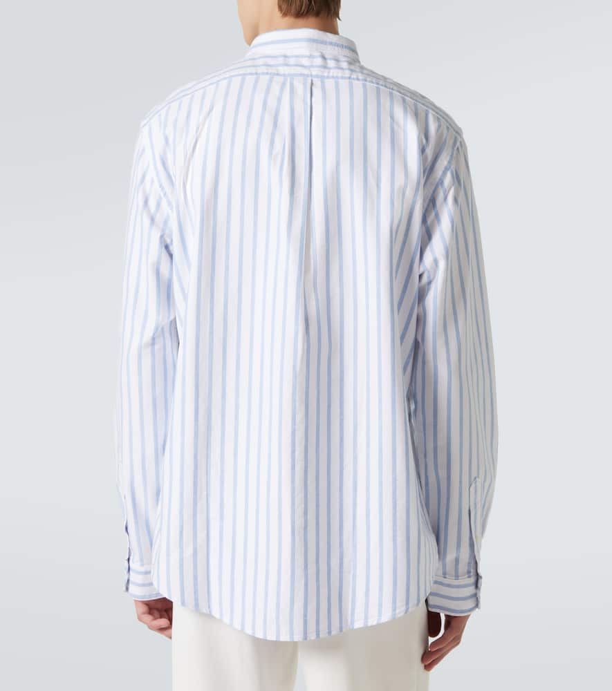 Polo Ralph Lauren Light Blue Shirt With Pony Embroidery On The Front And Striped Motif