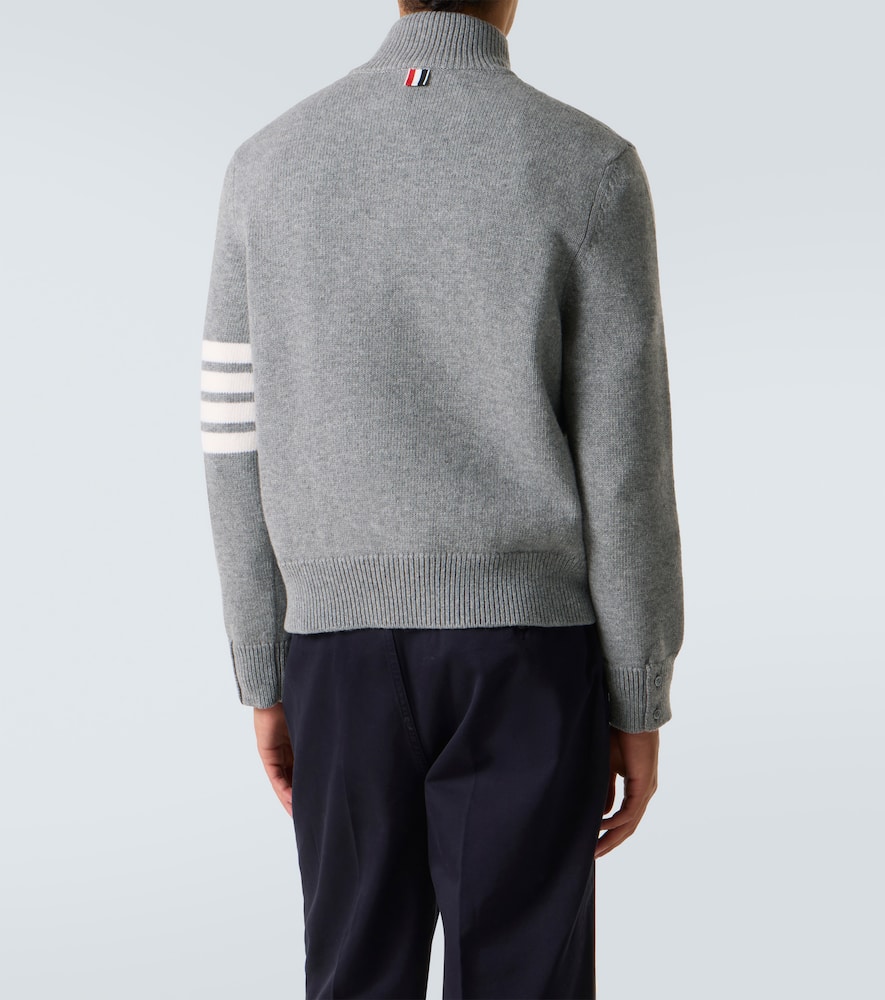 Thom Browne 4-bar Virgin Wool Half-zip Sweater In Gray