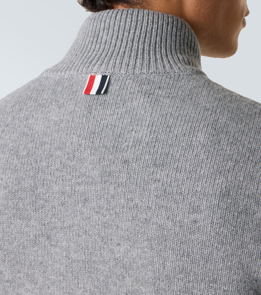 Thom Browne 4-bar Virgin Wool Half-zip Sweater In Gray
