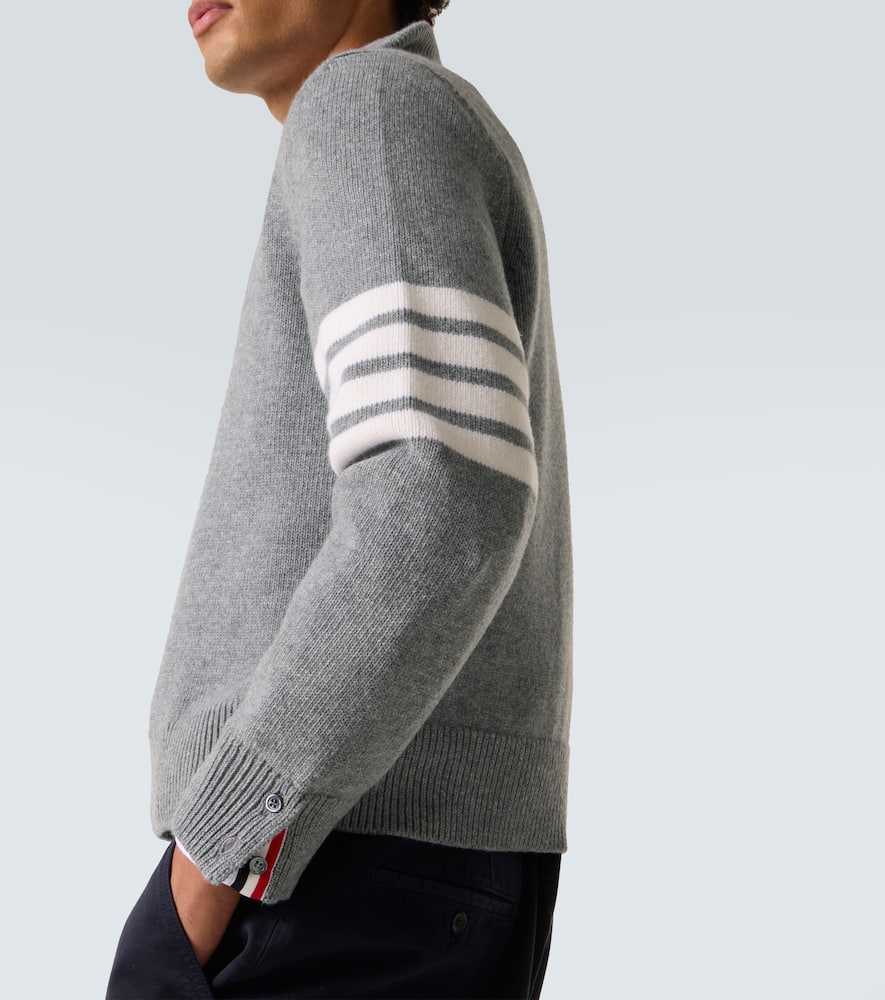 Thom Browne 4-bar Virgin Wool Half-zip Sweater In Gray