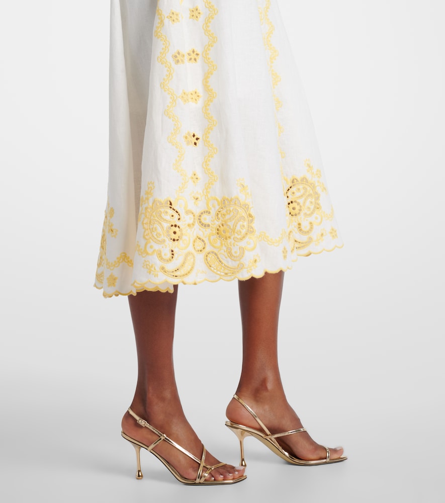  Zimmermann Zimmermann Lucky Embroidered Linen Midi Dress 