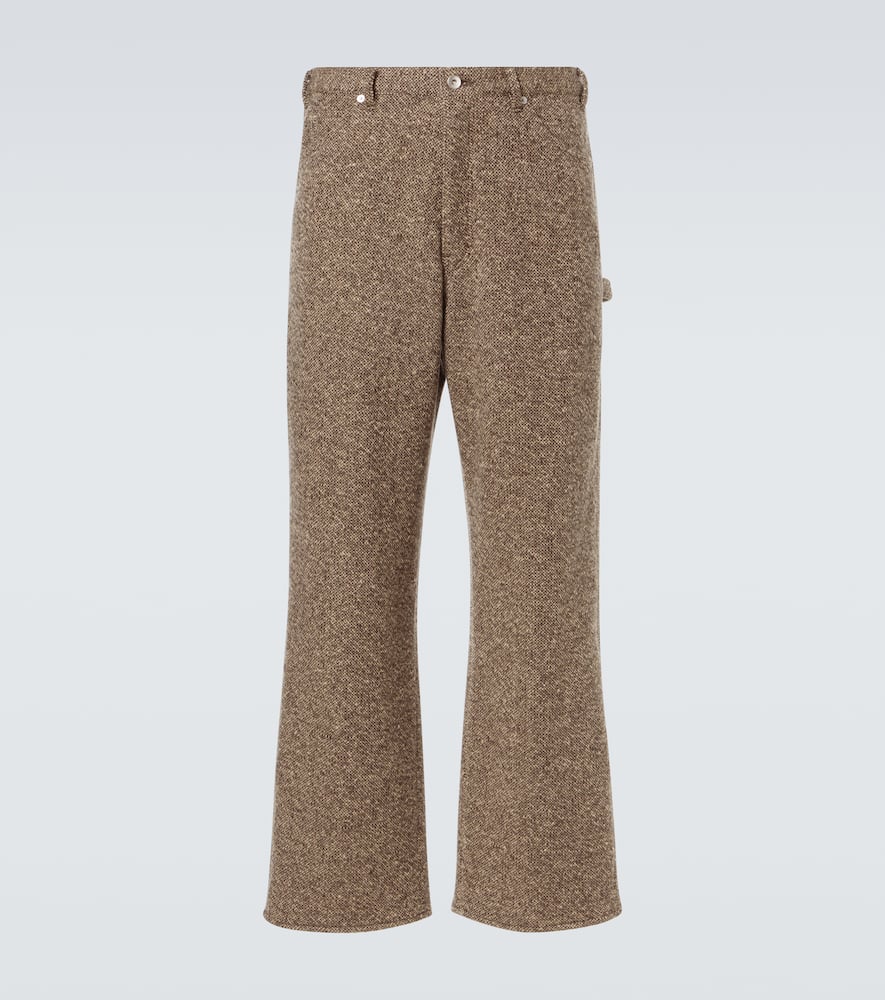 Auralee Wool Tweed Wide-leg Pants In Brown