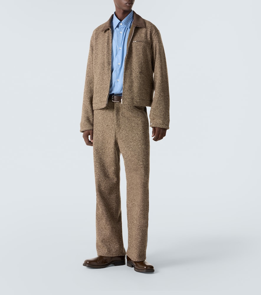 Auralee Wool Tweed Wide-leg Pants In Brown