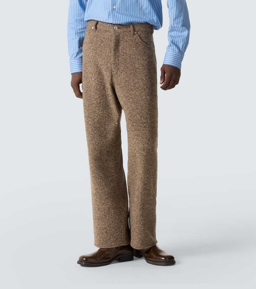 Auralee Wool Tweed Wide-leg Pants In Brown